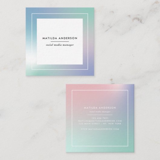 Abstracte regenbooggradiënt vierkante visitekaartje (Voorkant / Achterkant)