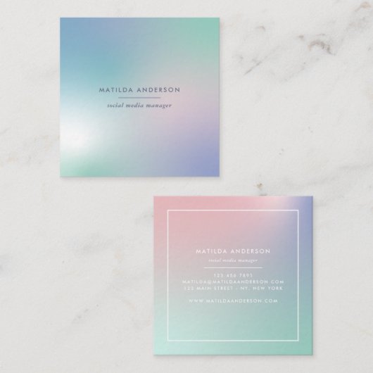 Abstracte regenbooggradiënt vierkante visitekaartje (Voorkant / Achterkant)