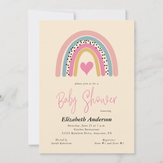 Abstracte regenboogkleurig Baby shower voor meisje Kaart (Voorkant)