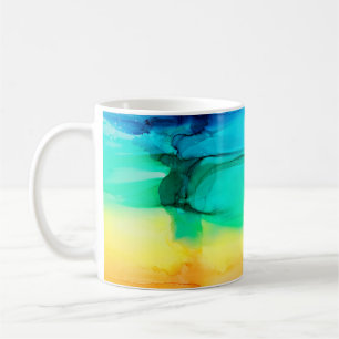Abstracte regenboogkleurige achtergrond, behang. koffiemok