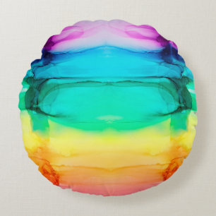 Abstracte regenboogkleurige achtergrond, behang.  rond kussen