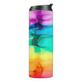 Abstracte regenboogkleurige achtergrond, behang.  thermosbeker (Gedraaid links)
