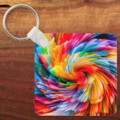 Abstracte Regenboogkleurige Draaikolk Modern Sleutelhanger (Voorkant)