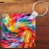 Abstracte Regenboogkleurige Draaikolk Modern Sleutelhanger (Achterkant)