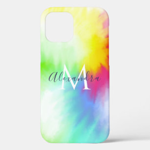 Abstracte regenboogkleurige kleurstofmonogram & na Case-Mate iPhone case