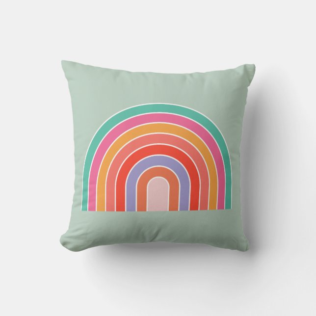 Abstracte regenboogkleurige moderne Arch Mint Gree Kussen (Voorkant)