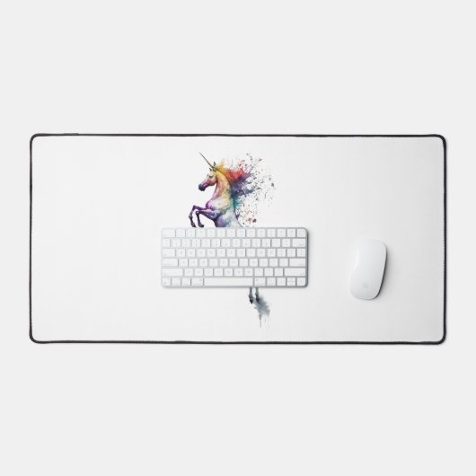 Abstracte regenboogkleurige waterverf van een eenh bureaumat (Keyboard & Muis)