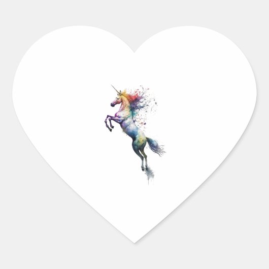 Abstracte regenboogkleurige waterverf van een eenh hart sticker (Voorkant)
