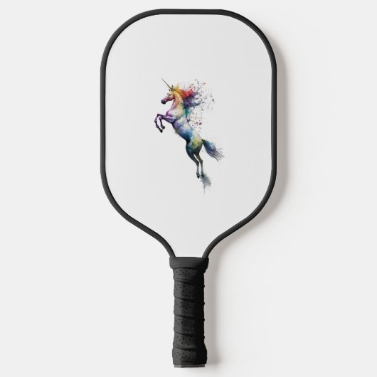 Abstracte regenboogkleurige waterverf van een eenh pickleball paddle (Voorkant)