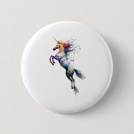 Abstracte regenboogkleurige waterverf van een eenh ronde button 5,7 cm (Voorkant)