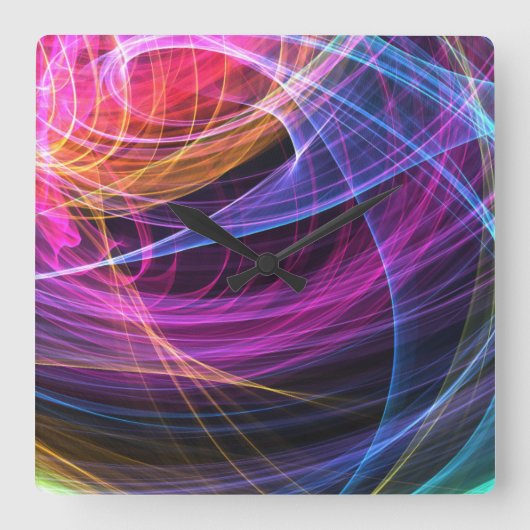 Abstracte regenbooglichten vortexlichten vierkante klok (Voorkant)