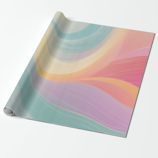 Abstracte regenbooglijn cadeaupapier (Uitgerold)
