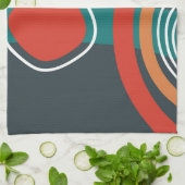 Abstracte regenbooglijnen Boho artwork Theedoek (Gevouwen)