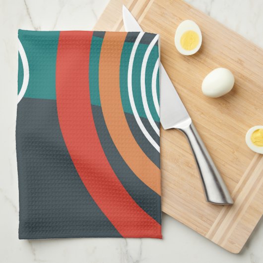 Abstracte regenbooglijnen Boho artwork Theedoek (Quarter Fold)