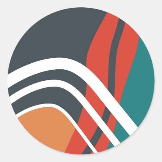 Abstracte regenbooglijnkunst ronde sticker (Voorkant)