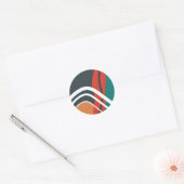 Abstracte regenbooglijnkunst ronde sticker (Envelop)