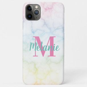 Abstracte regenboogmarmer roze blauw geel Case-Mate iPhone case