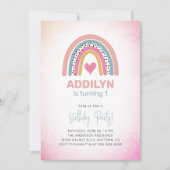 Abstracte regenboogmeisjes 1e verjaardag kaart (Voorkant)