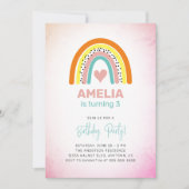 Abstracte regenboogmeisjes 3e verjaardag kaart (Voorkant)
