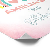 Abstracte Regenboogmeisjes 3e verjaardag Poster (Hoek)