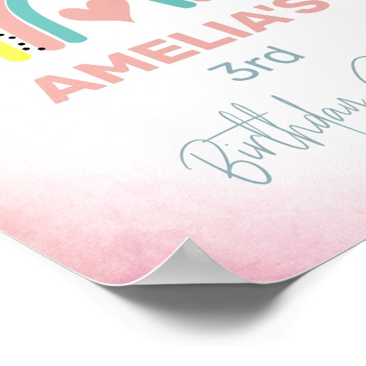 Abstracte Regenboogmeisjes 3e verjaardag Poster (Hoek)