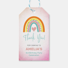 Abstracte regenboogmeisjes Birthday Party Dank je Cadeaulabel