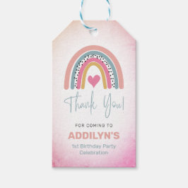 Abstracte regenboogmeisjes Birthday Party Dank je Cadeaulabel