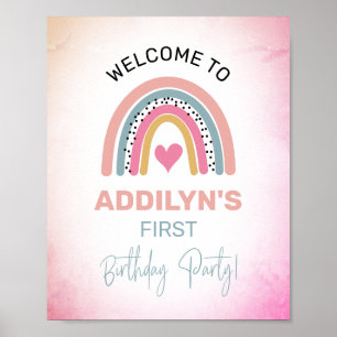 Abstracte Regenboogmeisjes: Welkom op de Birthday Poster