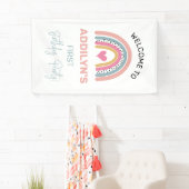 Abstracte Regenboogmeisjes: Welkom op de Birthday  Spandoek (Insitu)