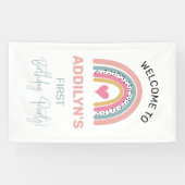 Abstracte Regenboogmeisjes: Welkom op de Birthday  Spandoek (Horizontaal)