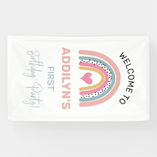Abstracte Regenboogmeisjes: Welkom op de Birthday  Spandoek (Horizontaal)