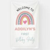 Abstracte Regenboogmeisjes: Welkom op de Birthday  Spandoek (Verticaal)