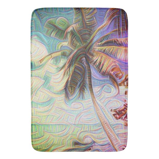 Abstracte regenboogpalm badmat (Voorkant Verticaal)
