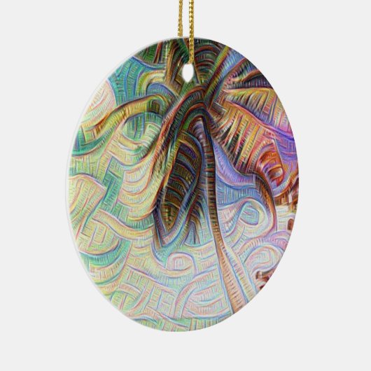 Abstracte regenboogpalmboom op Isla Saona Caribbea Keramisch Ornament (Rechts)