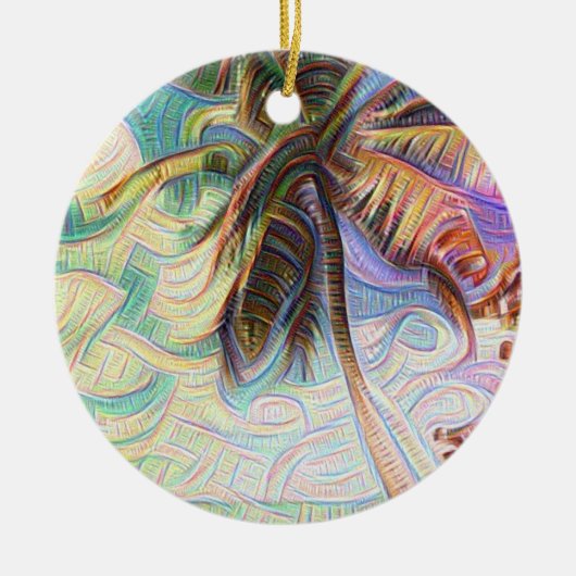 Abstracte regenboogpalmboom op Isla Saona Caribbea Keramisch Ornament (Voorkant)