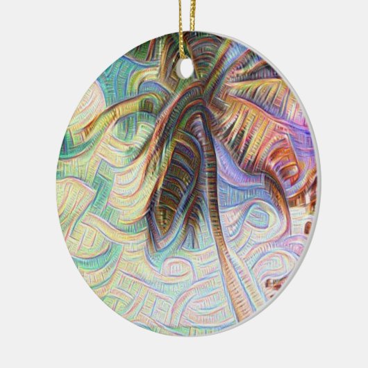 Abstracte regenboogpalmboom op Isla Saona Caribbea Keramisch Ornament (Links)