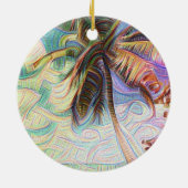 Abstracte regenboogpalmboom op Isla Saona Caribbea Keramisch Ornament (Achterkant)