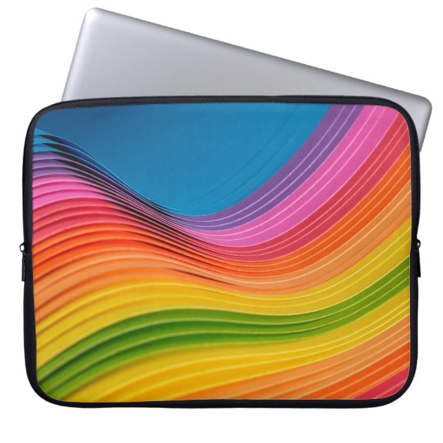 Abstracte regenboogpatroonstructuur laptop sleeve (Voorkant)