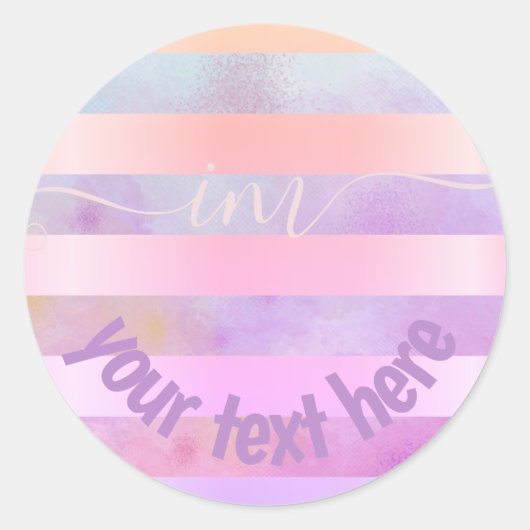 Abstracte regenboogstrips, gemonogd, in Waterverf Ronde Sticker (Voorkant)