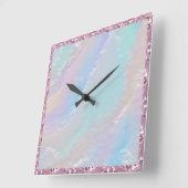 Abstracte regenboogtextuur en roze kristal vierkante klok (Hoek)