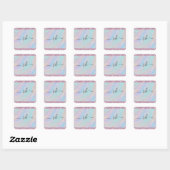 Abstracte regenboogtextuur en roze kristal vierkante sticker (Vel)