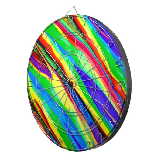 Abstracte regenboogverf dartbord (Voorkant Rechts)