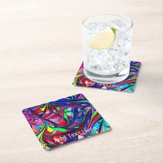 Abstracte regenboogverf kartonnen onderzetters (Insitu)