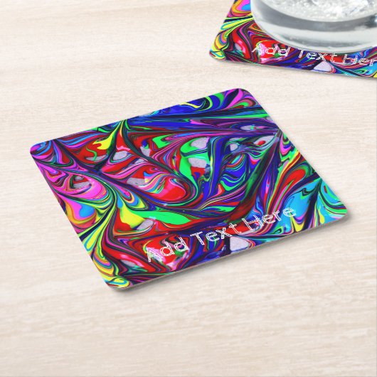 Abstracte regenboogverf kartonnen onderzetters (Schuin)