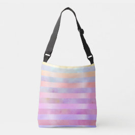 Abstracte regenboogvloerstrips in Waterverf Crossbody Tas