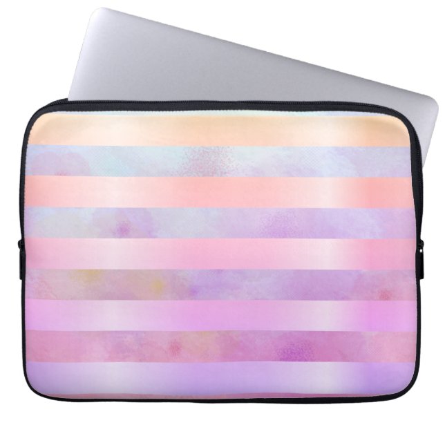 Abstracte regenboogvloerstrips in Waterverf Laptop Sleeve (Voorkant)