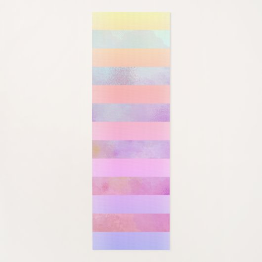 Abstracte regenboogvloerstrips in Waterverf Yogamat (Voorkant)