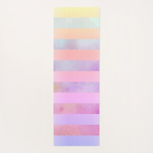 Abstracte regenboogvloerstrips in Waterverf Yogamat (Achterkant)
