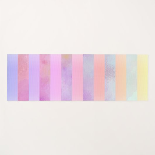 Abstracte regenboogvloerstrips in Waterverf Yogamat (Voorkant (horizontaal))