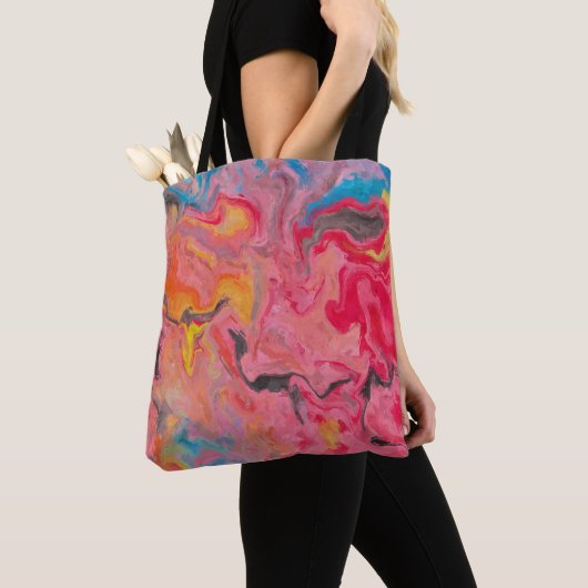 Abstracte regenboogwaterval tote bag (Dichtbij)